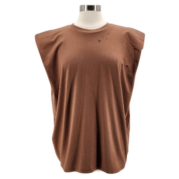 NWT Sr vs. Sandrine Rose The Virgin Label Shoulder Pad Tee Ripped T-Shirt Medium - Picture 11 of 11